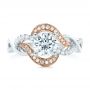14k White Gold And 14K Gold Twist Diamond Engagement Ring - Top View -  102489 - Thumbnail