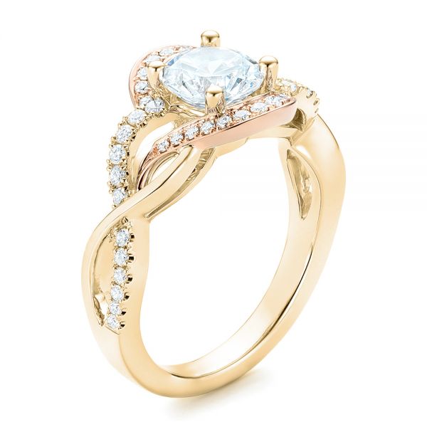 18k Yellow Gold And 18K Gold 18k Yellow Gold And 18K Gold Twist Diamond Engagement Ring - Three-Quarter View -  102489