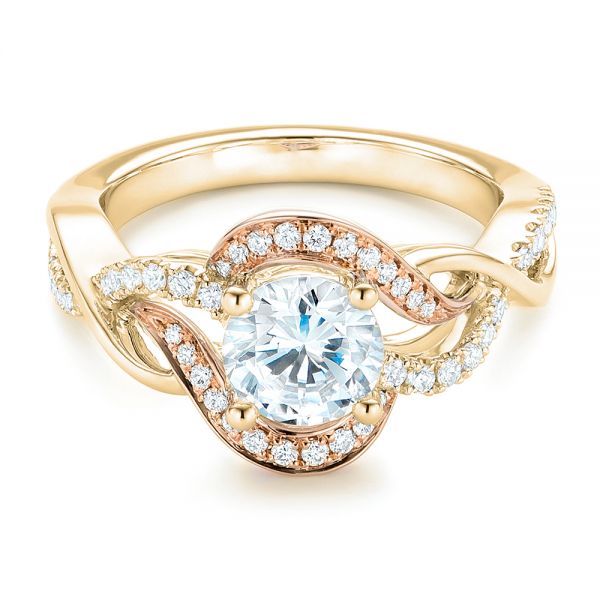 14k Yellow Gold And Platinum 14k Yellow Gold And Platinum Twist Diamond Engagement Ring - Flat View -  102489