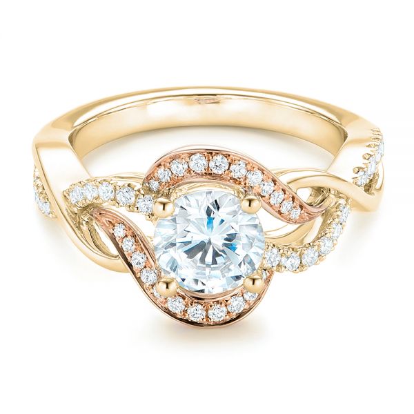 18k Yellow Gold And 14K Gold 18k Yellow Gold And 14K Gold Twist Diamond Engagement Ring - Flat View - 102489