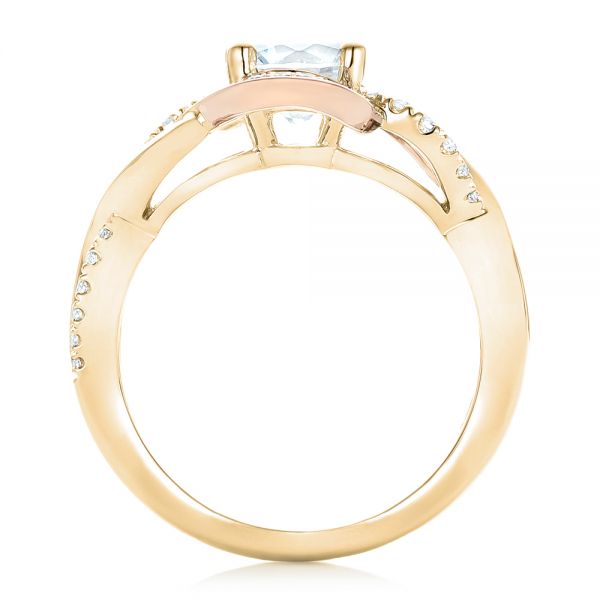 18k Yellow Gold And 14K Gold 18k Yellow Gold And 14K Gold Twist Diamond Engagement Ring - Front View - 102489