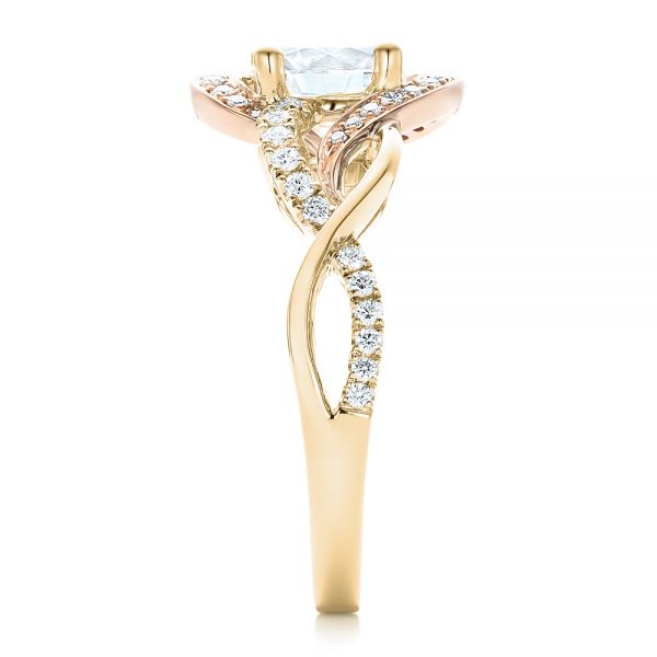 18k Yellow Gold And Platinum 18k Yellow Gold And Platinum Twist Diamond Engagement Ring - Side View -  102489
