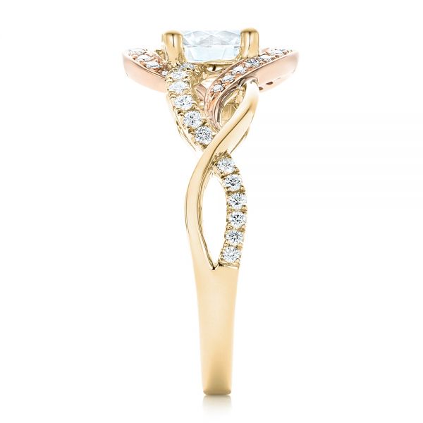 18k Yellow Gold And 14K Gold 18k Yellow Gold And 14K Gold Twist Diamond Engagement Ring - Side View - 102489