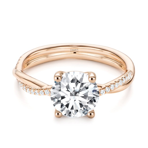14k Rose Gold 14k Rose Gold Twist Shank Diamond Engagement Ring - Flat View -  107771