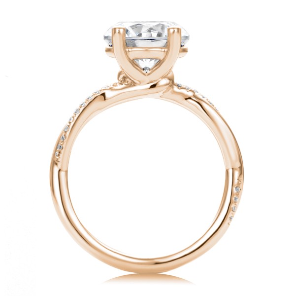 14k Rose Gold 14k Rose Gold Twist Shank Diamond Engagement Ring - Front View -  107771