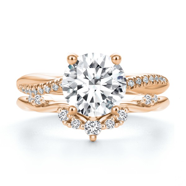 14k Rose Gold 14k Rose Gold Twist Shank Diamond Engagement Ring - Top View -  107771