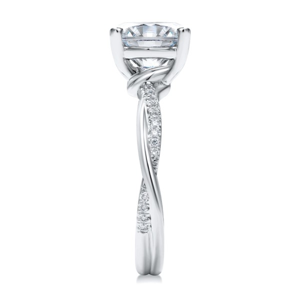 14k White Gold Twist Shank Diamond Engagement Ring - Side View - 107771