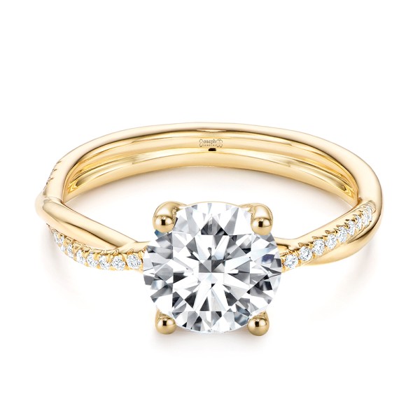 18k Yellow Gold 18k Yellow Gold Twist Shank Diamond Engagement Ring - Flat View - 107771