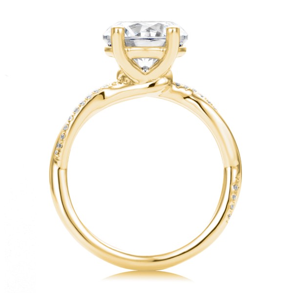 18k Yellow Gold 18k Yellow Gold Twist Shank Diamond Engagement Ring - Front View - 107771