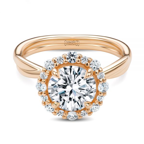 14k Rose Gold 14k Rose Gold Twisted Diamond Engagement Ring - Flat View - 107731