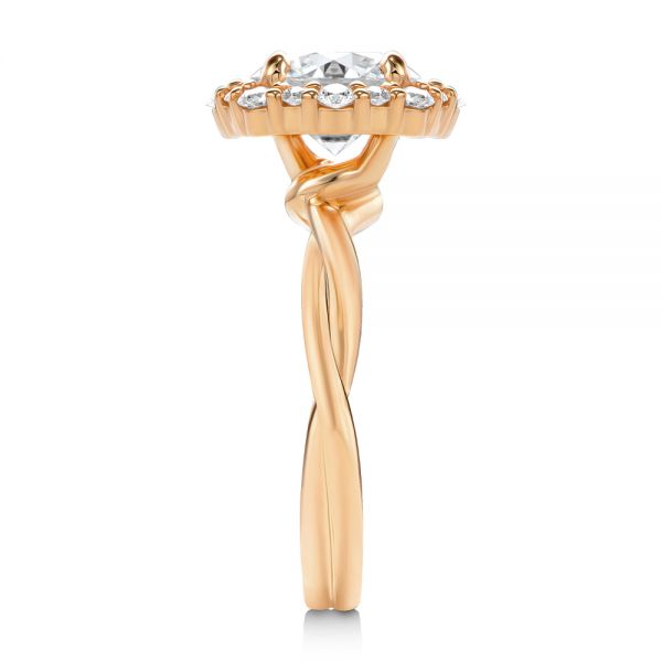 14k Rose Gold 14k Rose Gold Twisted Diamond Engagement Ring - Side View - 107731