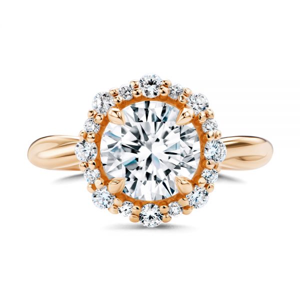 14k Rose Gold 14k Rose Gold Twisted Diamond Engagement Ring - Top View - 107731