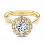18k Yellow Gold Twisted Diamond Engagement Ring - Flat View -  107731 - Thumbnail