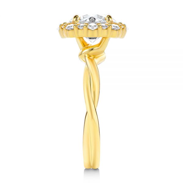 18k Yellow Gold Twisted Diamond Engagement Ring - Side View - 107731