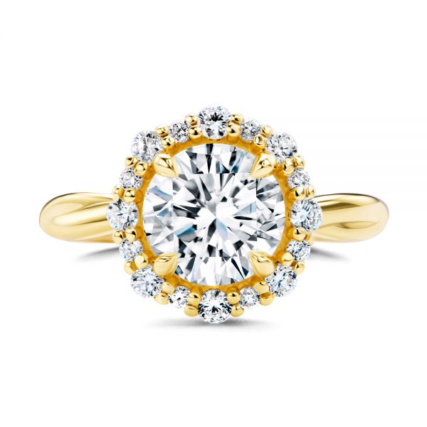 18k Yellow Gold Twisted Diamond Engagement Ring - Top View - 107731