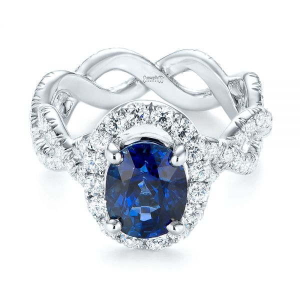 18k White Gold Twisted Oval Eternity Engagement Ring - Flat View - 101032