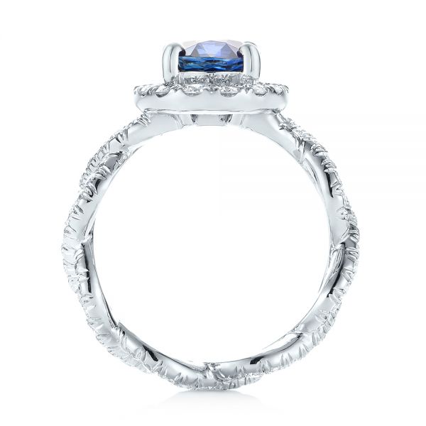 18k White Gold Twisted Oval Eternity Engagement Ring - Front View -  101032