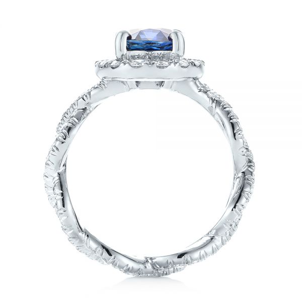 18k White Gold Twisted Oval Eternity Engagement Ring - Front View - 101032