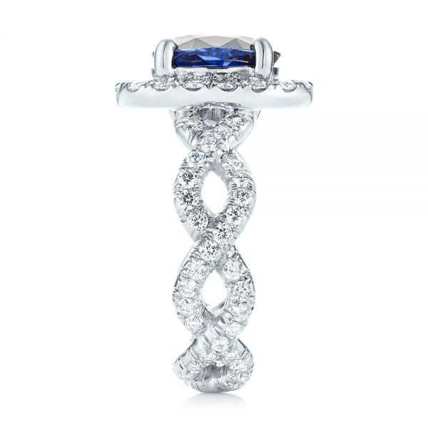 18k White Gold Twisted Oval Eternity Engagement Ring - Side View - 101032