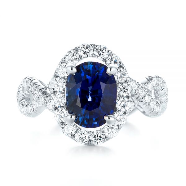18k White Gold Twisted Oval Eternity Engagement Ring - Top View - 101032