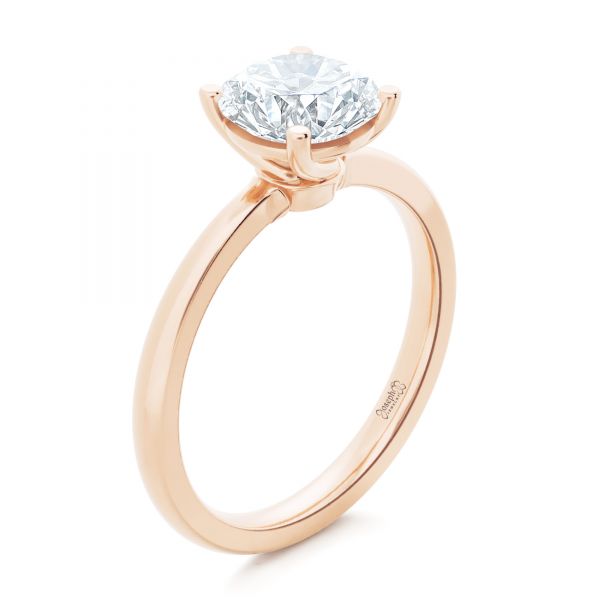 14k Rose Gold 14k Rose Gold Twisted Prongs Solitaire Engagement Ring - Three-Quarter View -  107213