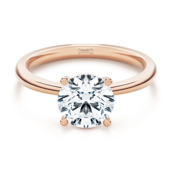 18k Rose Gold 18k Rose Gold Twisted Prongs Solitaire Engagement Ring - Flat View -  107213