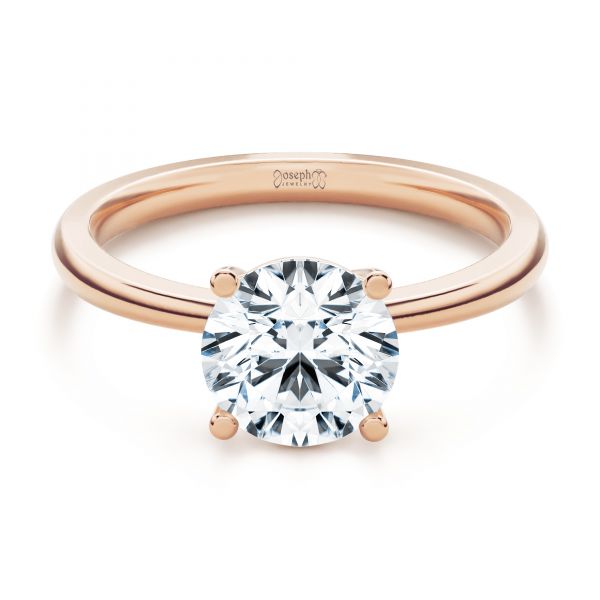 14k Rose Gold 14k Rose Gold Twisted Prongs Solitaire Engagement Ring - Flat View -  107213