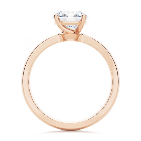 18k Rose Gold 18k Rose Gold Twisted Prongs Solitaire Engagement Ring - Front View -  107213
