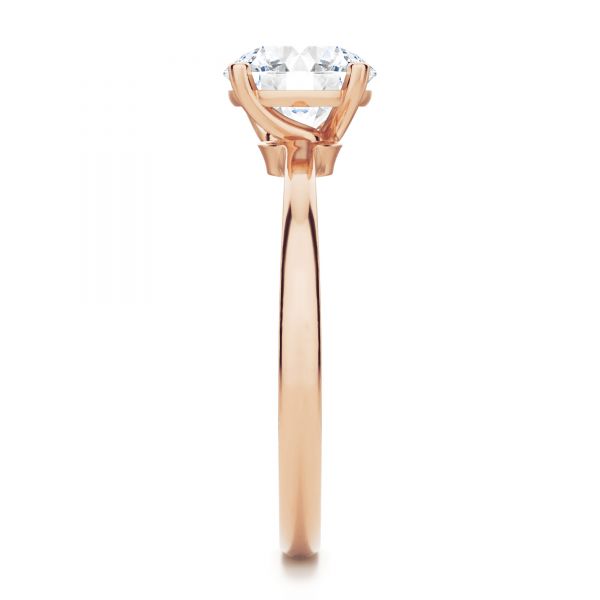 18k Rose Gold 18k Rose Gold Twisted Prongs Solitaire Engagement Ring - Side View -  107213