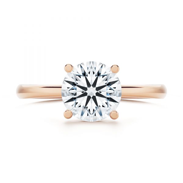 14k Rose Gold 14k Rose Gold Twisted Prongs Solitaire Engagement Ring - Top View -  107213