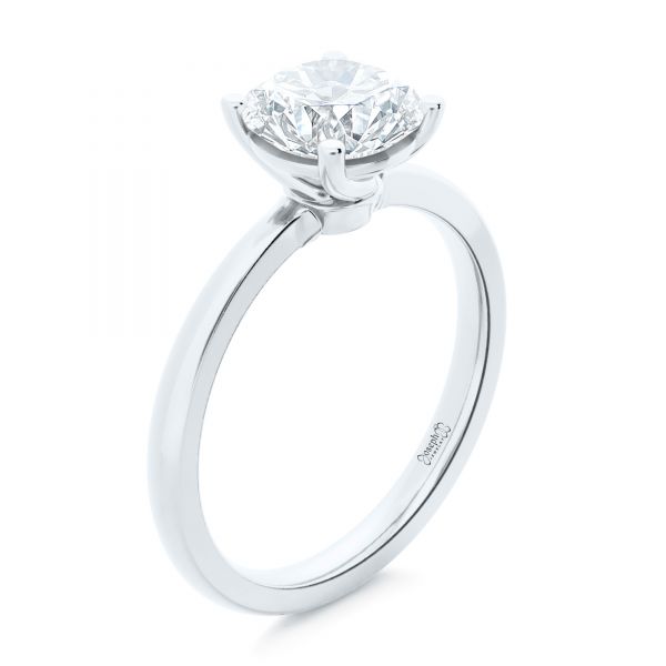 14k White Gold 14k White Gold Twisted Prongs Solitaire Engagement Ring - Three-Quarter View -  107213