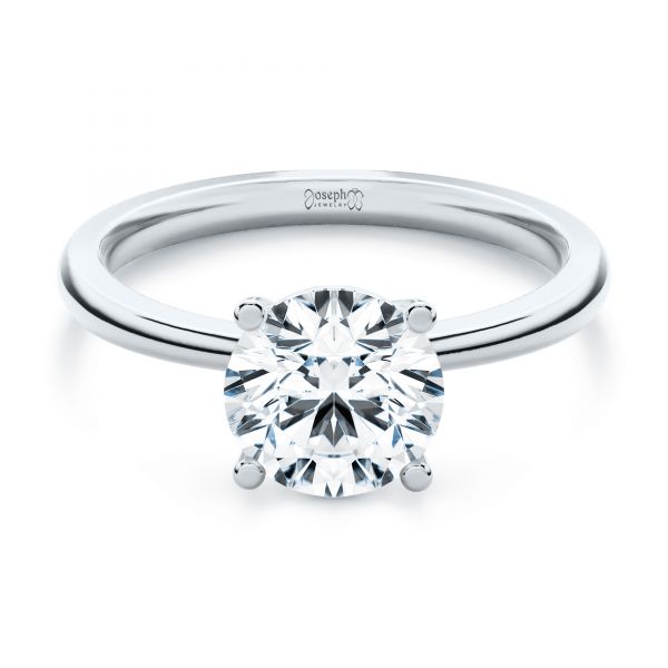 14k White Gold 14k White Gold Twisted Prongs Solitaire Engagement Ring - Flat View -  107213
