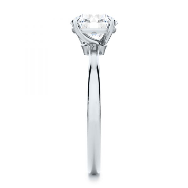 18k White Gold 18k White Gold Twisted Prongs Solitaire Engagement Ring - Side View -  107213