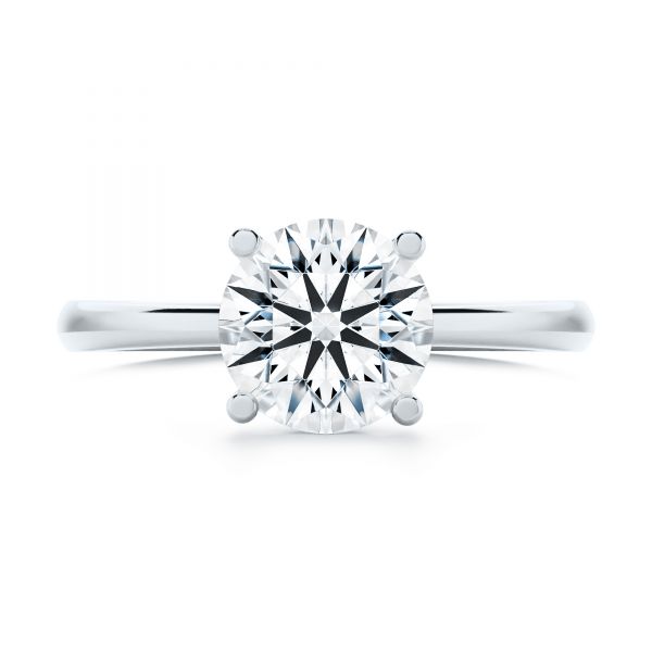 14k White Gold 14k White Gold Twisted Prongs Solitaire Engagement Ring - Top View -  107213