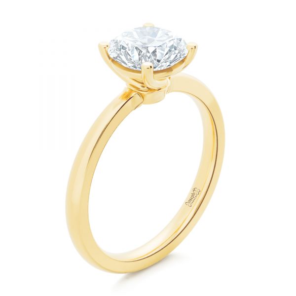 14k Yellow Gold Twisted Prongs Solitaire Engagement Ring - Three-Quarter View -  107213