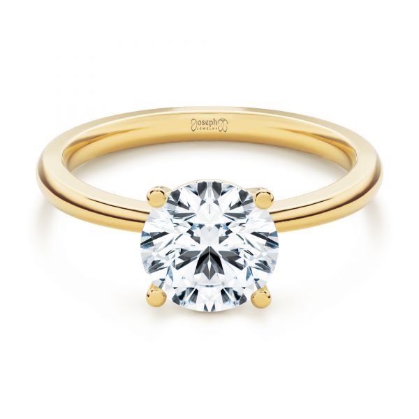 14k Yellow Gold Twisted Prongs Solitaire Engagement Ring - Flat View -  107213