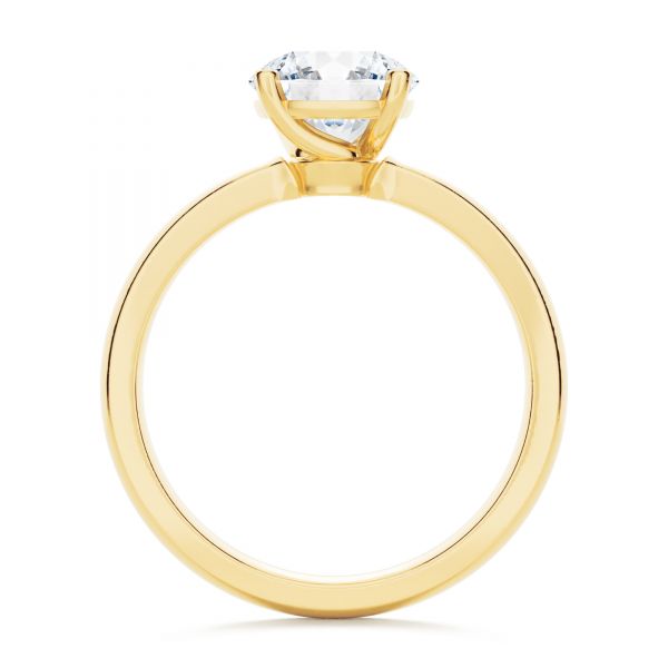 14k Yellow Gold Twisted Prongs Solitaire Engagement Ring - Front View -  107213