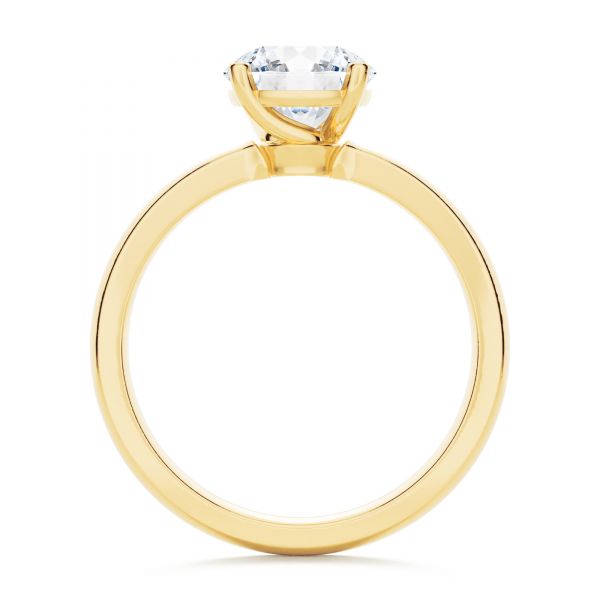 14k Yellow Gold Twisted Prongs Solitaire Engagement Ring - Front View -  107213
