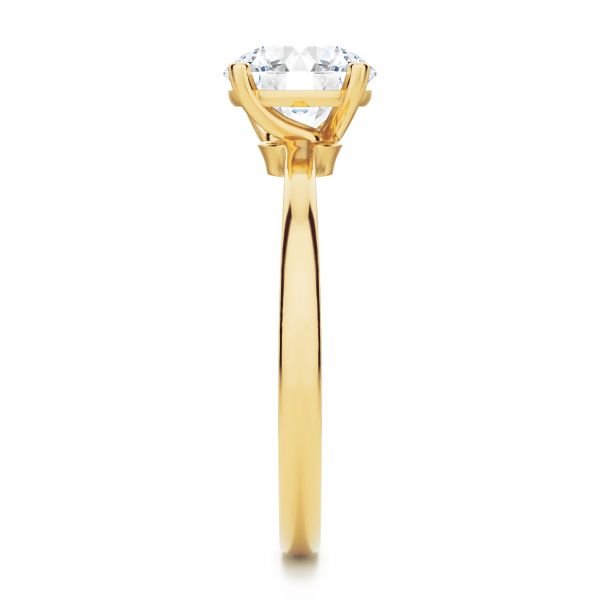 14k Yellow Gold Twisted Prongs Solitaire Engagement Ring - Side View -  107213