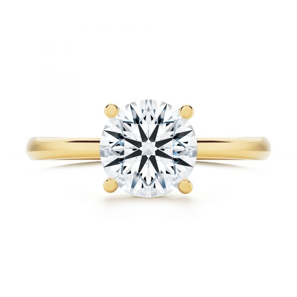 14k Yellow Gold Twisted Prongs Solitaire Engagement Ring - Top View -  107213