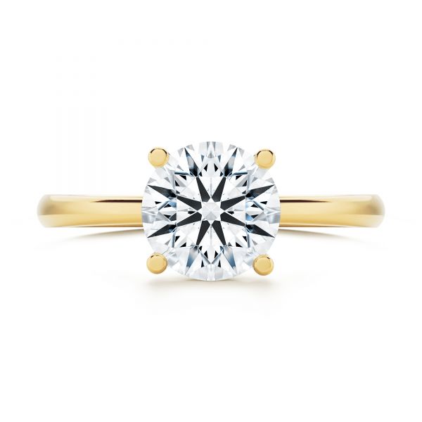 18k Yellow Gold 18k Yellow Gold Twisted Prongs Solitaire Engagement Ring - Top View -  107213