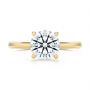 14k Yellow Gold Twisted Prongs Solitaire Engagement Ring - Top View -  107213 - Thumbnail
