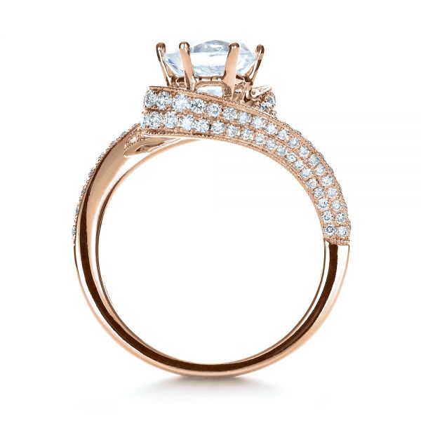 18k Rose Gold 18k Rose Gold Twisting Shank Diamond Engagement Ring - Vanna K - Front View -  1401