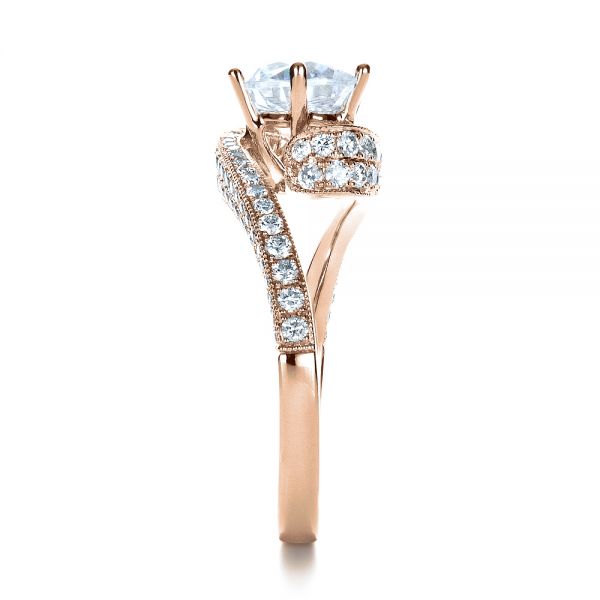 18k Rose Gold 18k Rose Gold Twisting Shank Diamond Engagement Ring - Vanna K - Side View -  1401