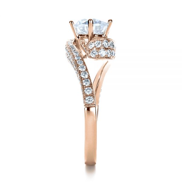 18k Rose Gold 18k Rose Gold Twisting Shank Diamond Engagement Ring - Vanna K - Side View - 1401
