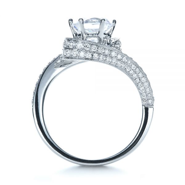 18k White Gold Twisting Shank Diamond Engagement Ring - Vanna K - Front View -  1401
