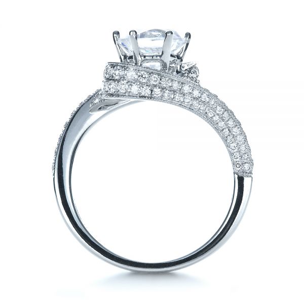 18k White Gold Twisting Shank Diamond Engagement Ring - Vanna K - Front View - 1401