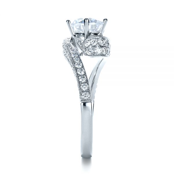 18k White Gold Twisting Shank Diamond Engagement Ring - Vanna K - Side View -  1401