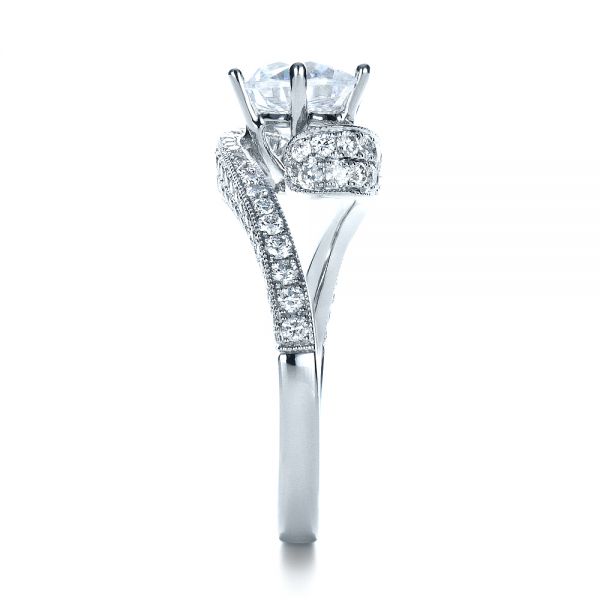 18k White Gold Twisting Shank Diamond Engagement Ring - Vanna K - Side View - 1401
