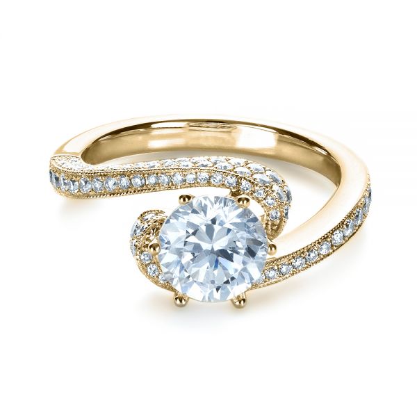 18k Yellow Gold 18k Yellow Gold Twisting Shank Diamond Engagement Ring - Vanna K - Flat View -  1401